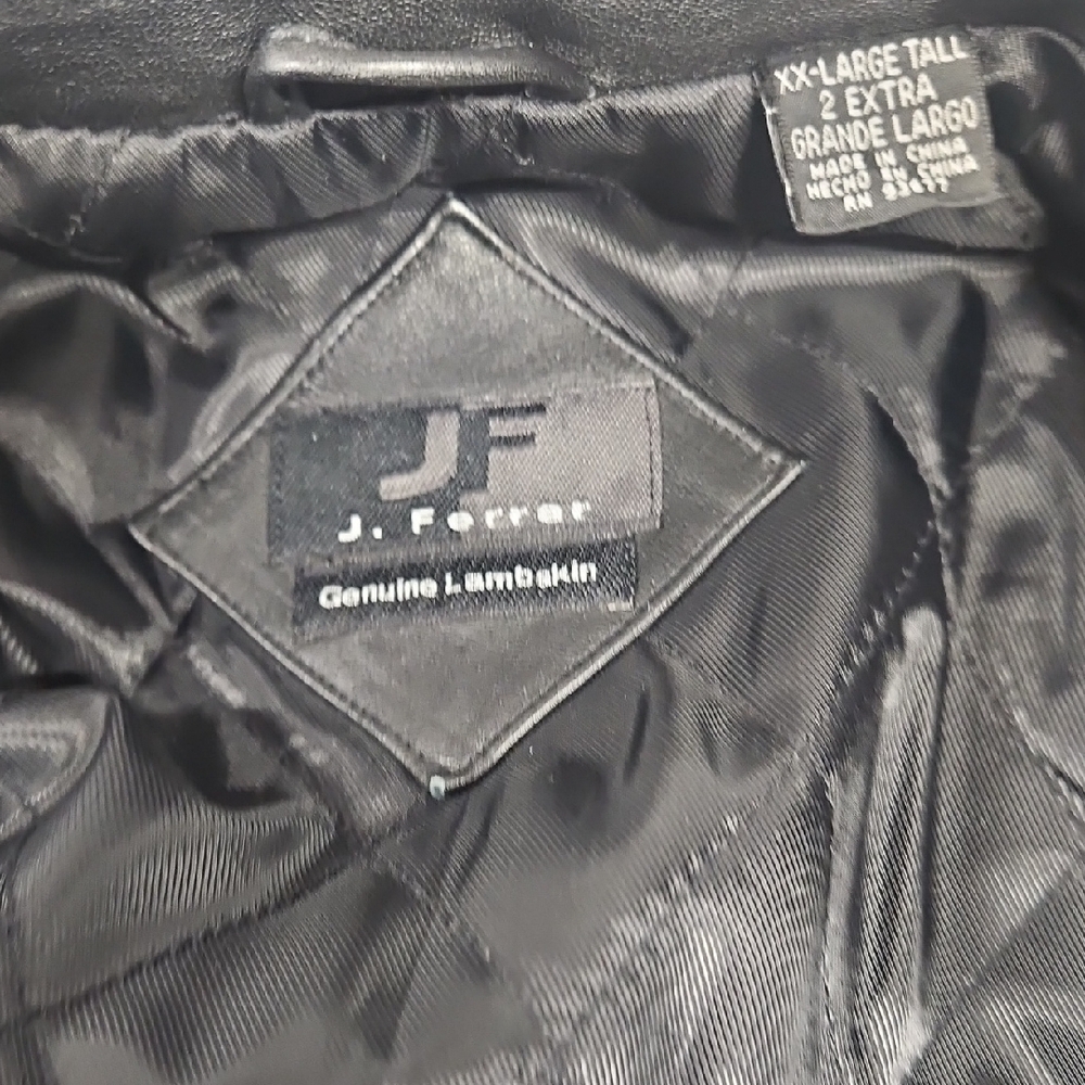 JF J.Ferrar Charcoal Leather Bomber Jacket - Picture 3 of 6